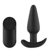 Passion Play Silicone Vibrating Butt Plug with Remote- Black Passion Play Silicone Vibrating Butt Plug with Remote- Black